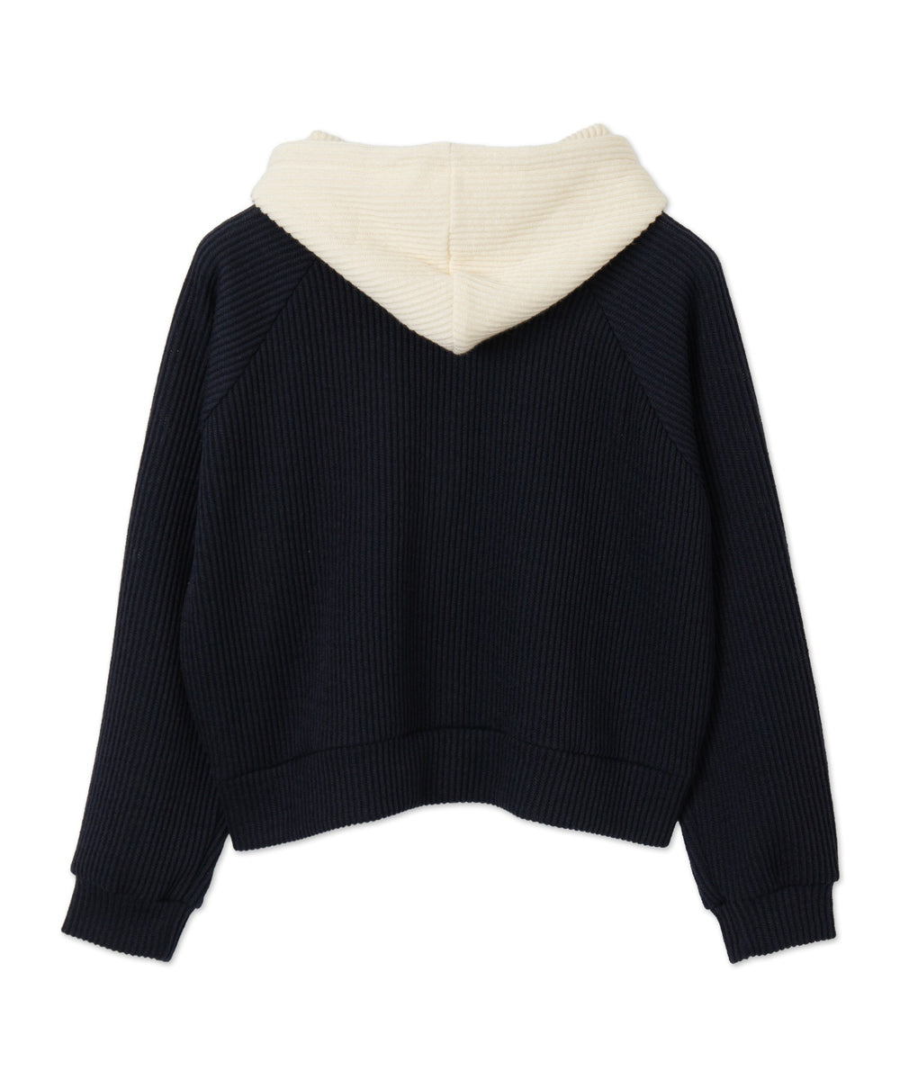 バイカラーニットジップパーカー