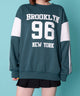 BROOKLYNナンバリングスウェット/グリーン　モデル:155cm F着用