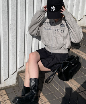 杢グレー　 モデル:155cm F着用