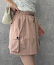 ナイロンカーゴミニスカート/ピンク　モデル:155cm F着用