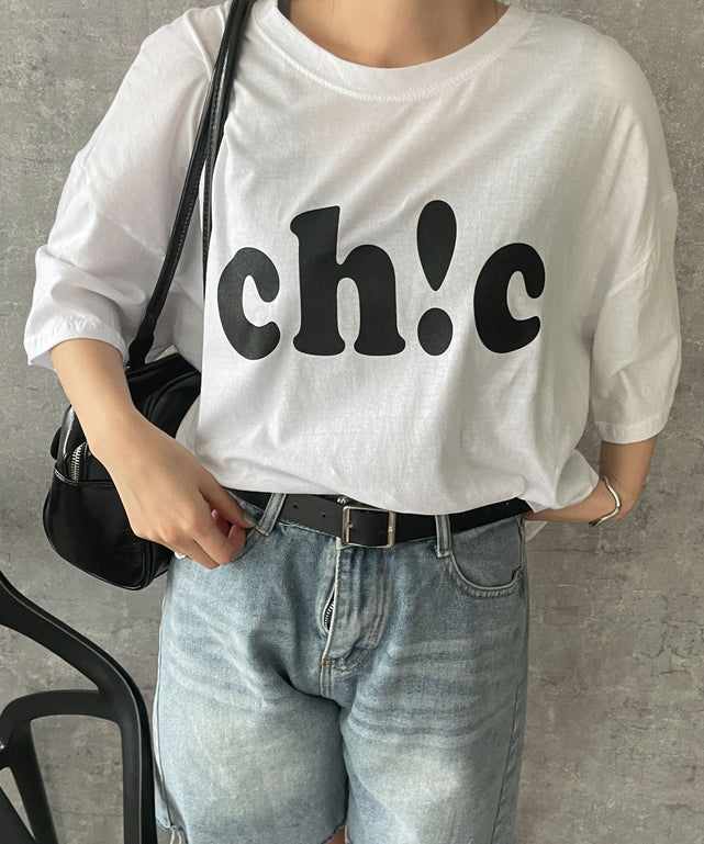 ch！c　Tシャツ【一部店舗限定】/ホワイト 　モデル:155cm  F着用