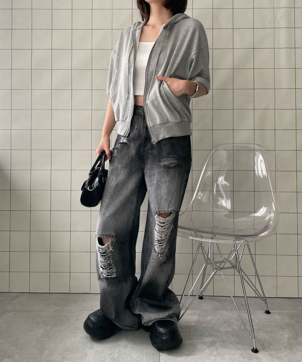 杢グレー　モデル:155cm F着用