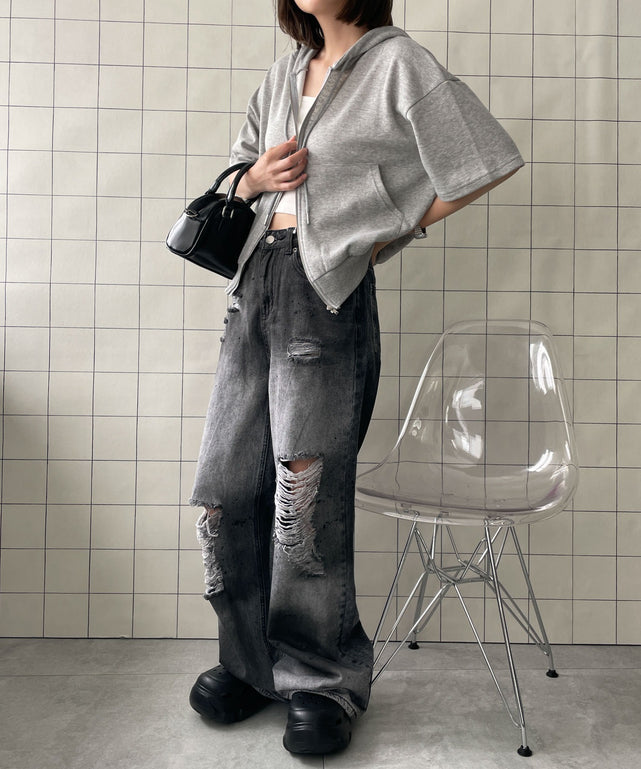 杢グレー　モデル:155cm F着用