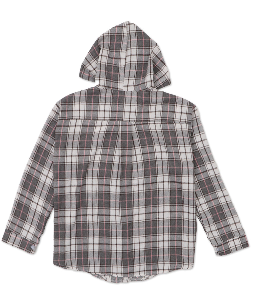 フーデッドチェックシャツ