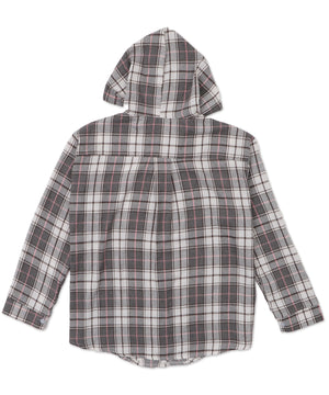 フーデッドチェックシャツ