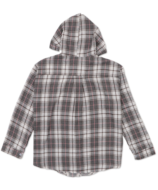 フーデッドチェックシャツ