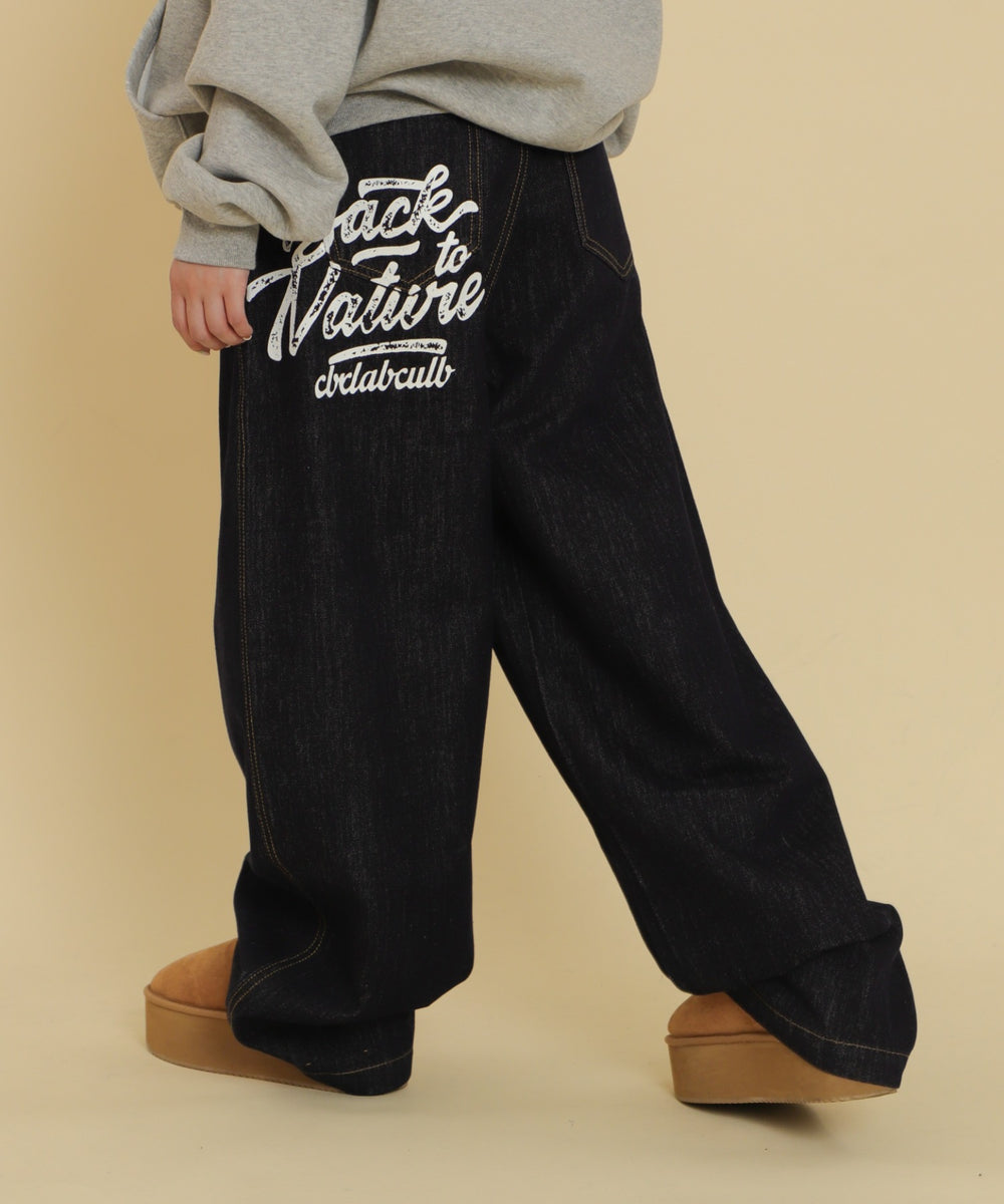 バックポケットロゴバギーデニム