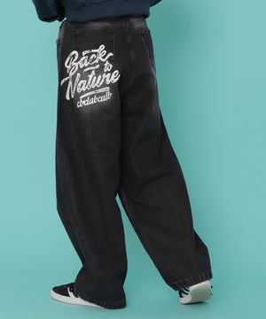 バックポケットロゴバギーデニム