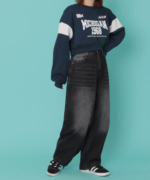 バックポケットロゴバギーデニム