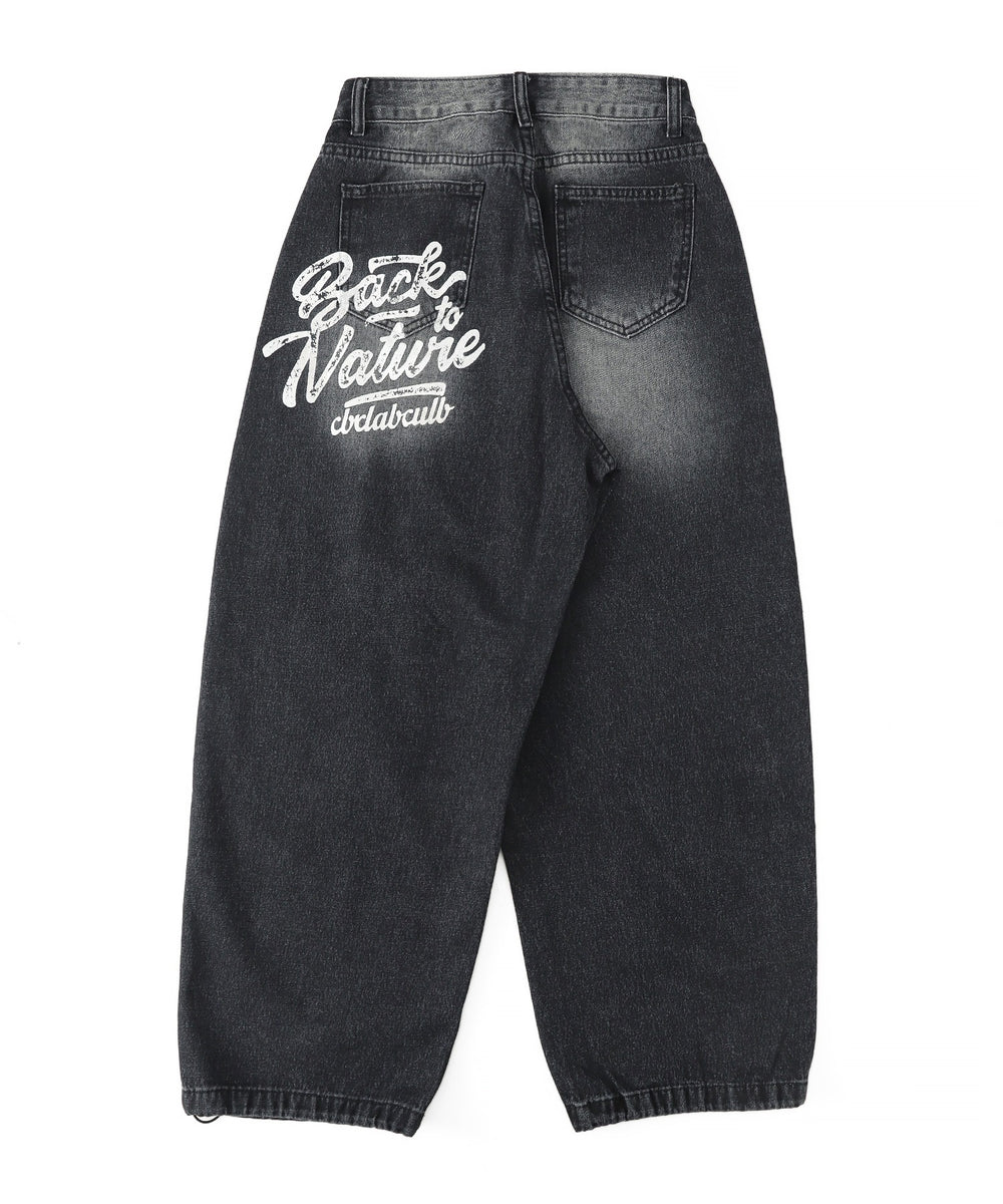 バックポケットロゴバギーデニム