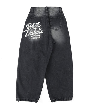 バックポケットロゴバギーデニム