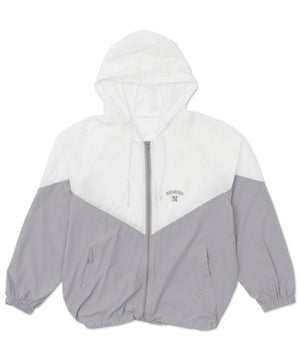 バイカラーナイロンフードジャケット