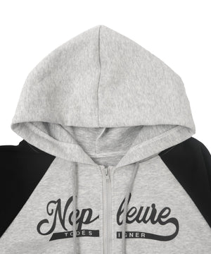 バイカラーロゴラグランジップパーカー