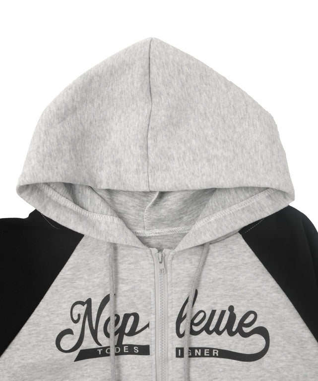 バイカラーロゴラグランジップパーカー