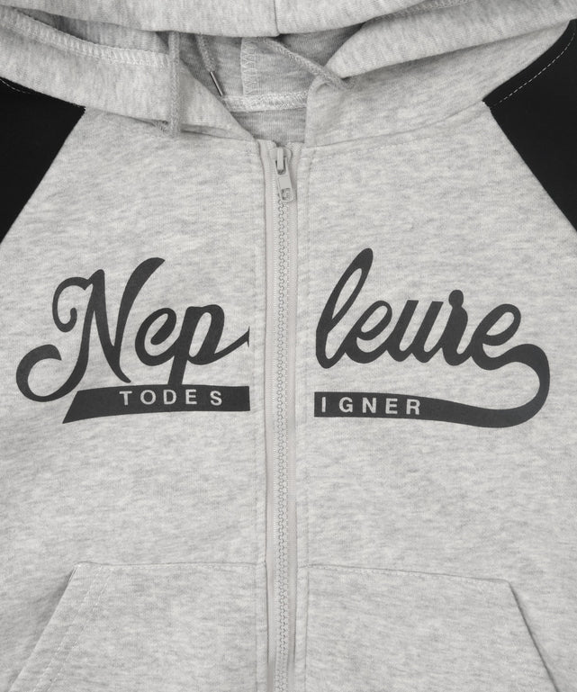 バイカラーロゴラグランジップパーカー