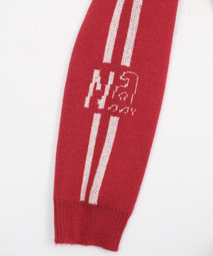 ハーフジップロゴラグランニットプルオーバー