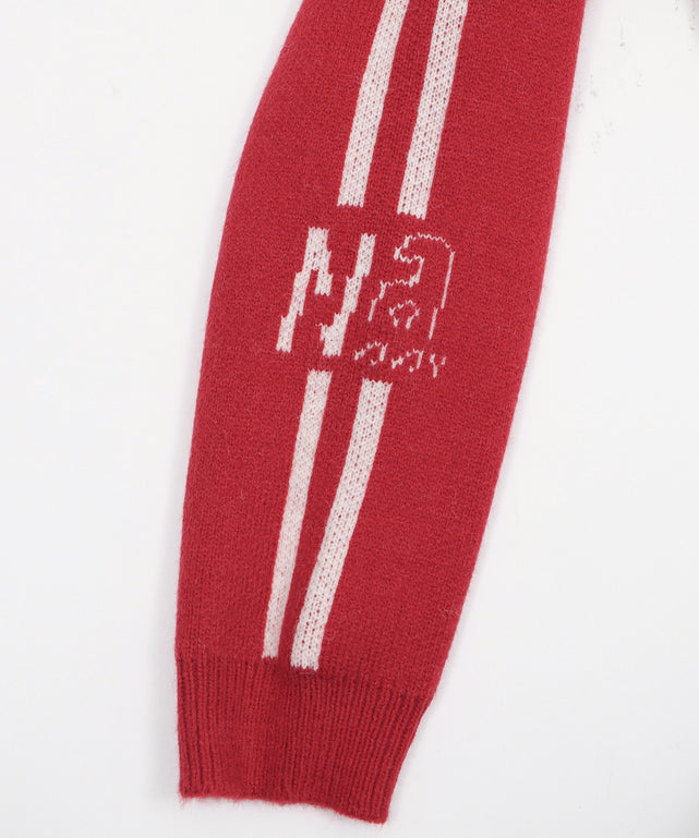 ハーフジップロゴラグランニットプルオーバー