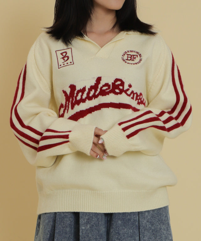 ゲームニットポロ/ホワイトアイボリー モデル：147cm F着用