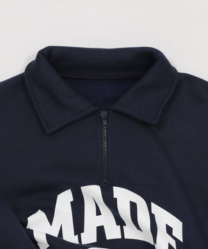 ハーフZIPカレッジビッグスウェット