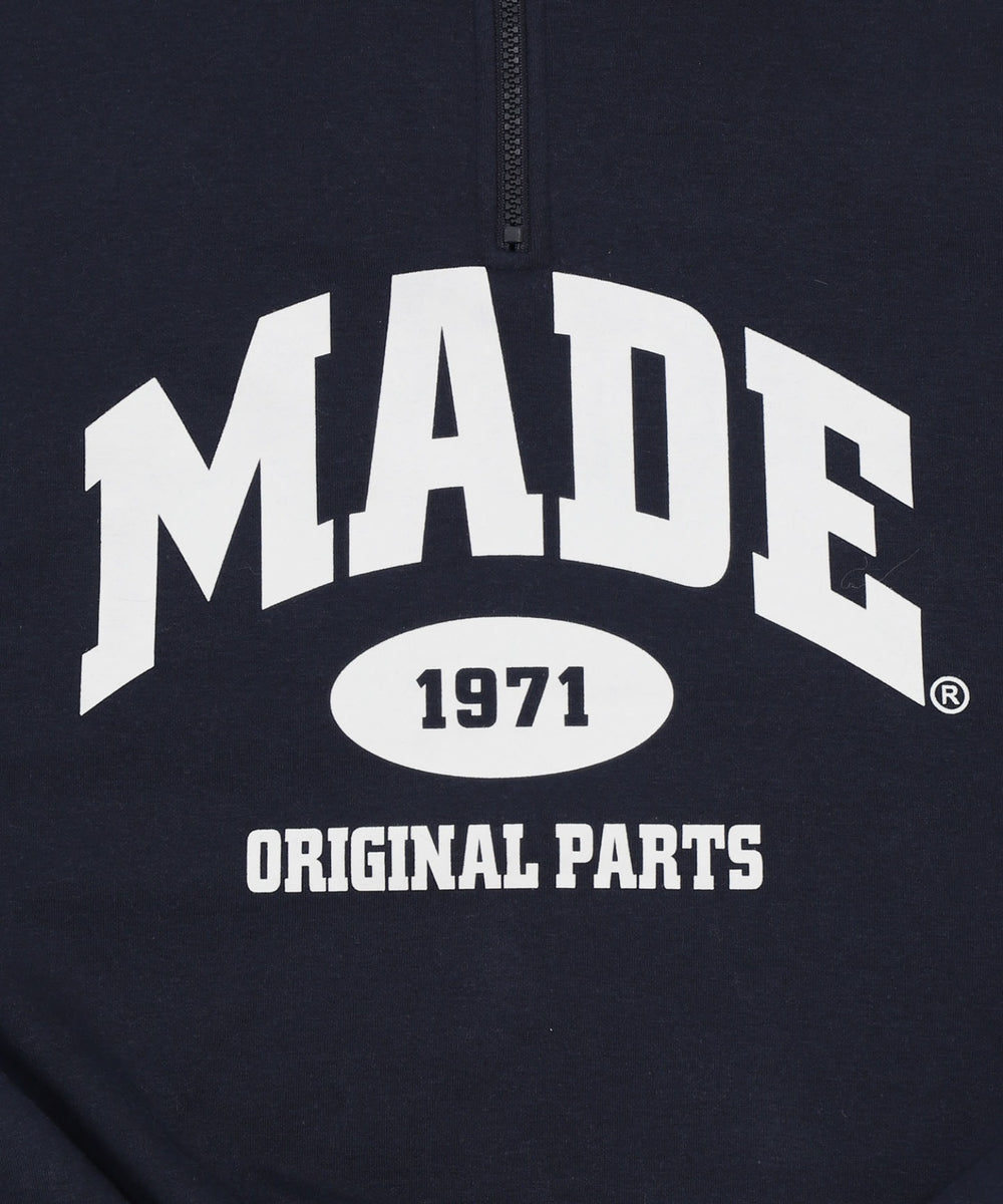 ハーフZIPカレッジビッグスウェット