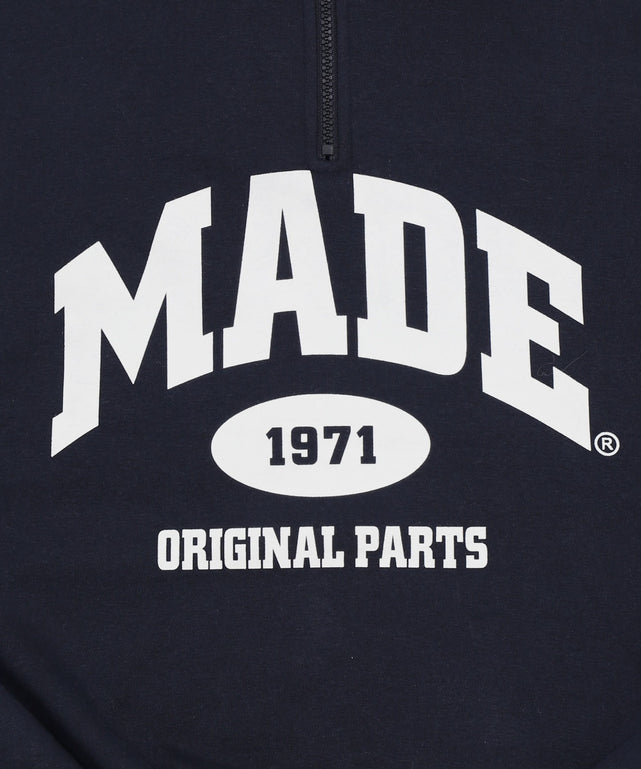 ハーフZIPカレッジビッグスウェット