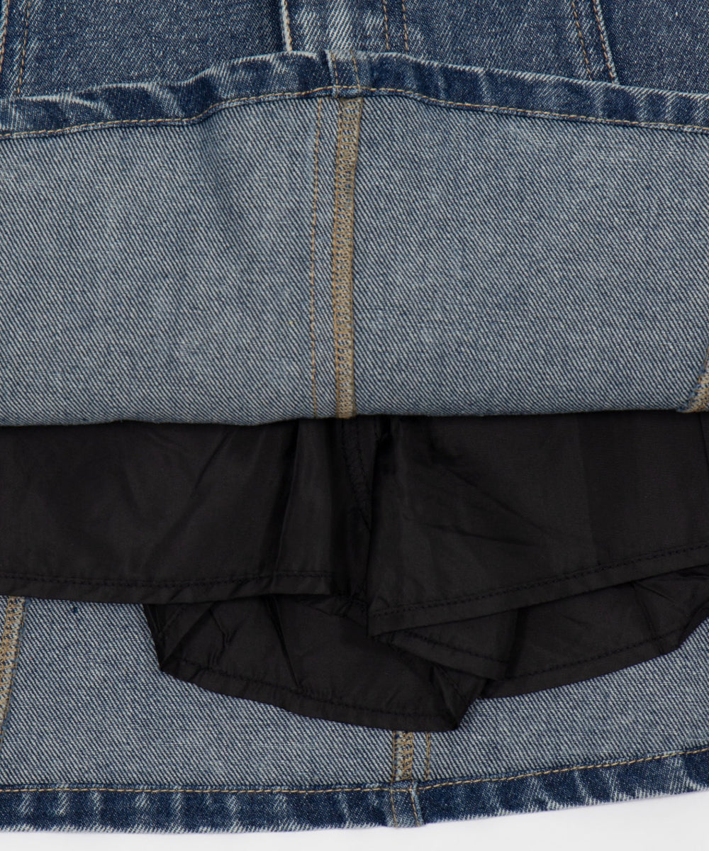 デニムフレアミニスカート