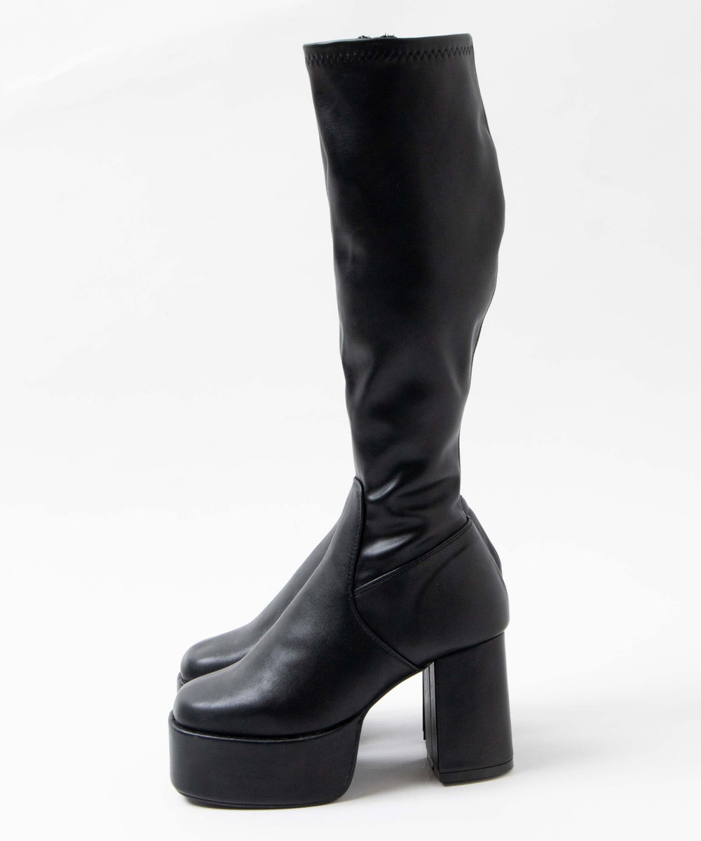 ストーム付きヒールロングブーツ