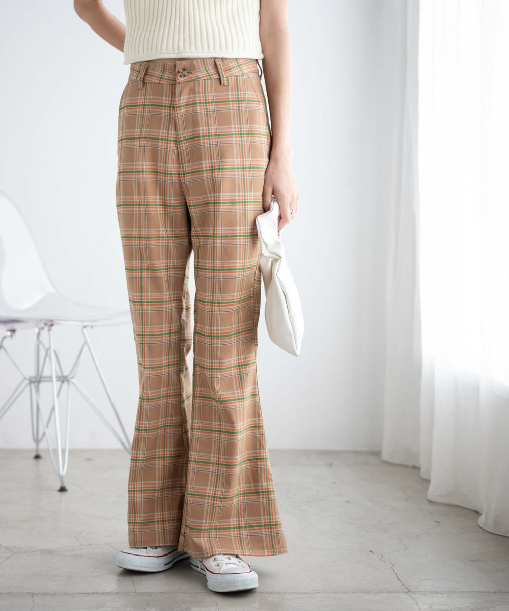 ベージュチェック　モデル:162cm F着用