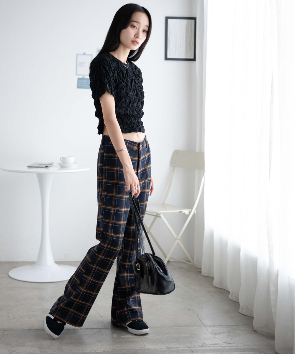 ネイビーチェック　モデル:162cm F着用