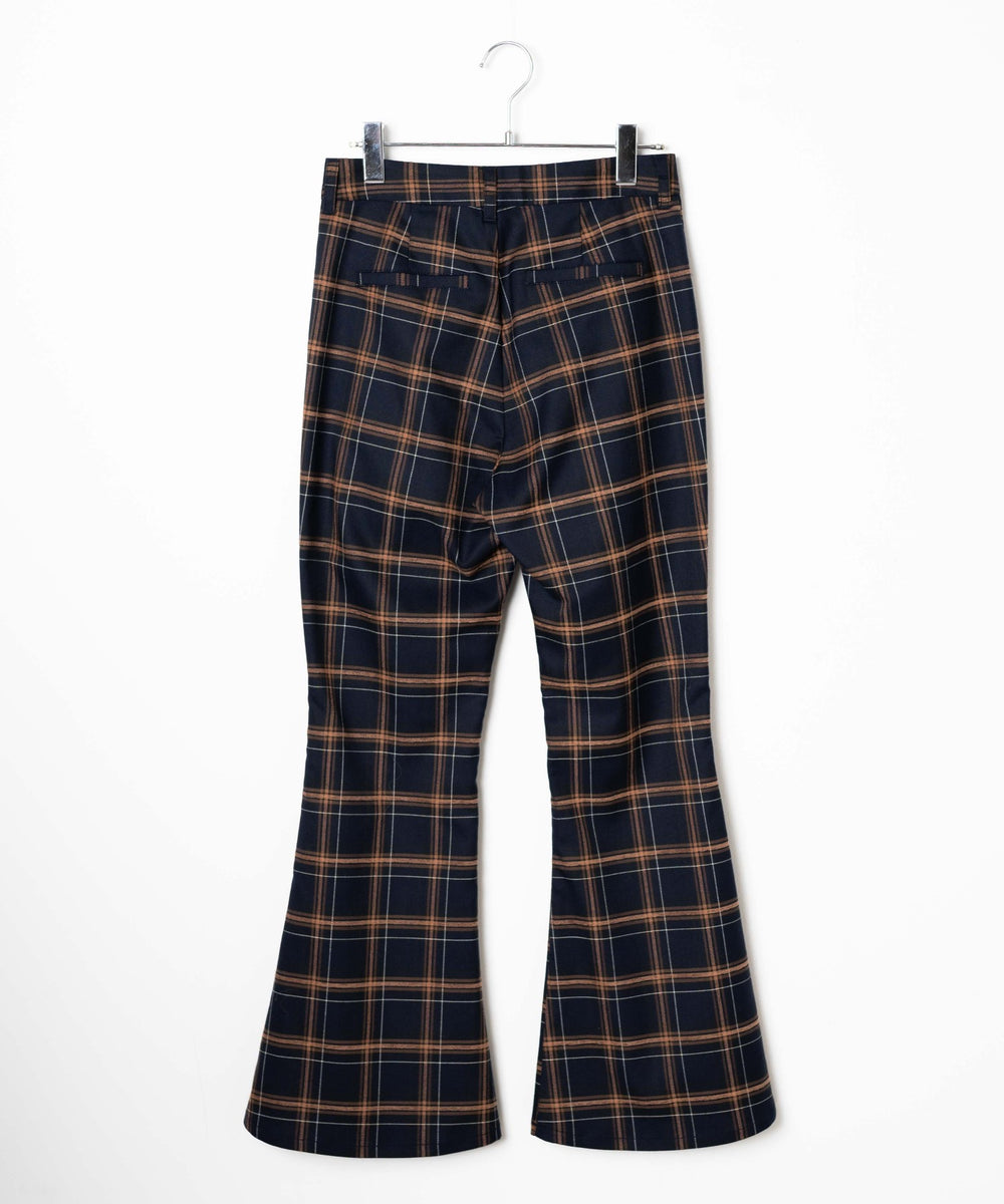 チェックフレアスラックス