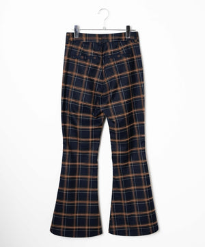 チェックフレアスラックス