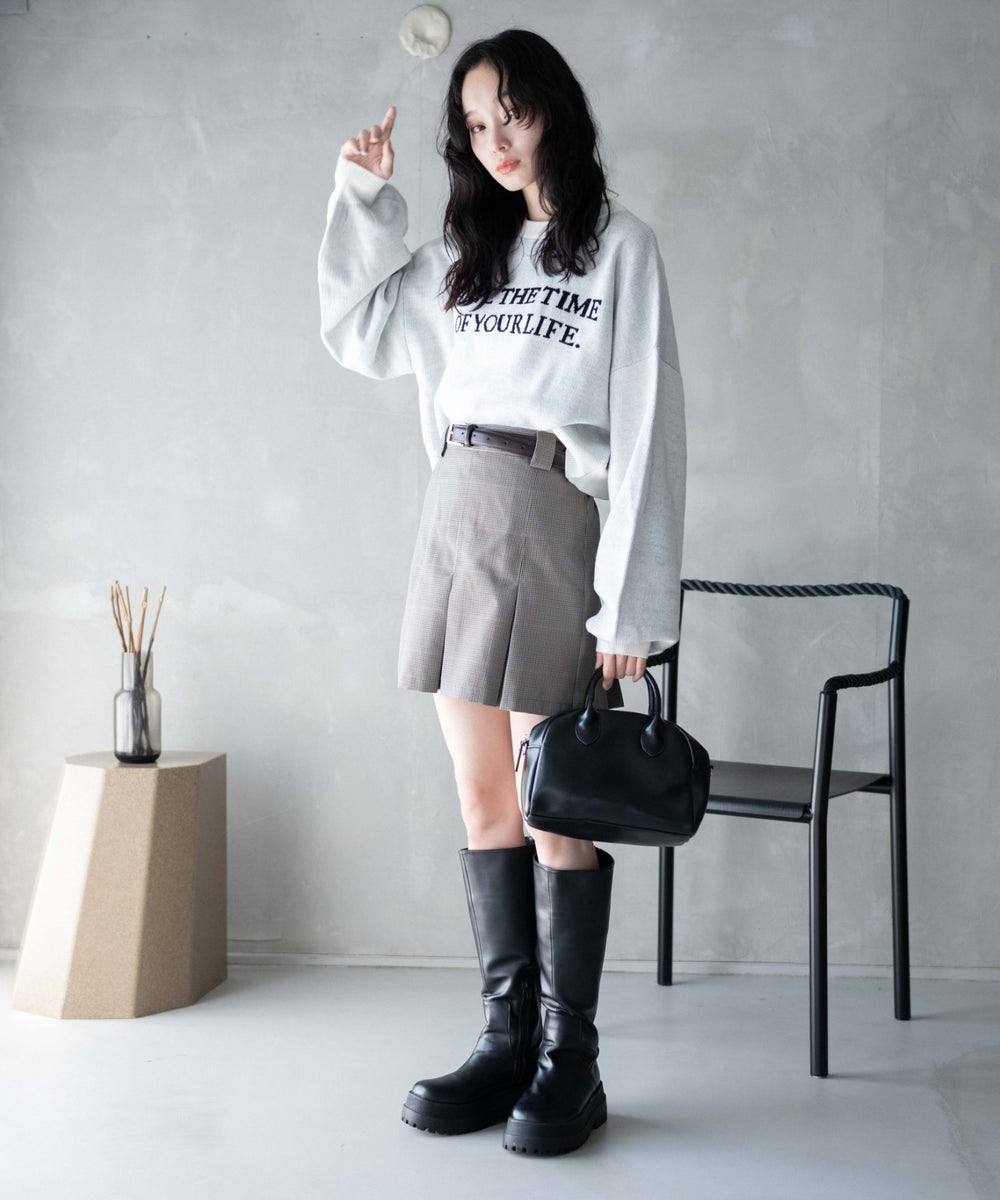 ベージュチェック　モデル:161cm F着用