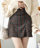 チェック切替ミニスカート/ブラウン系チェック　モデル:163cm F着用