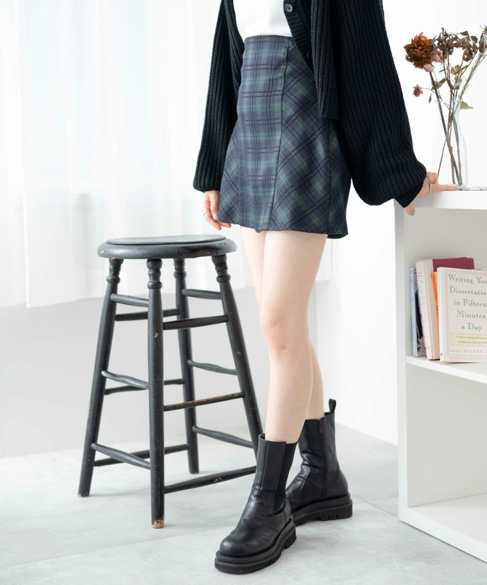 グリーン系チェック　モデル:163cm F着用