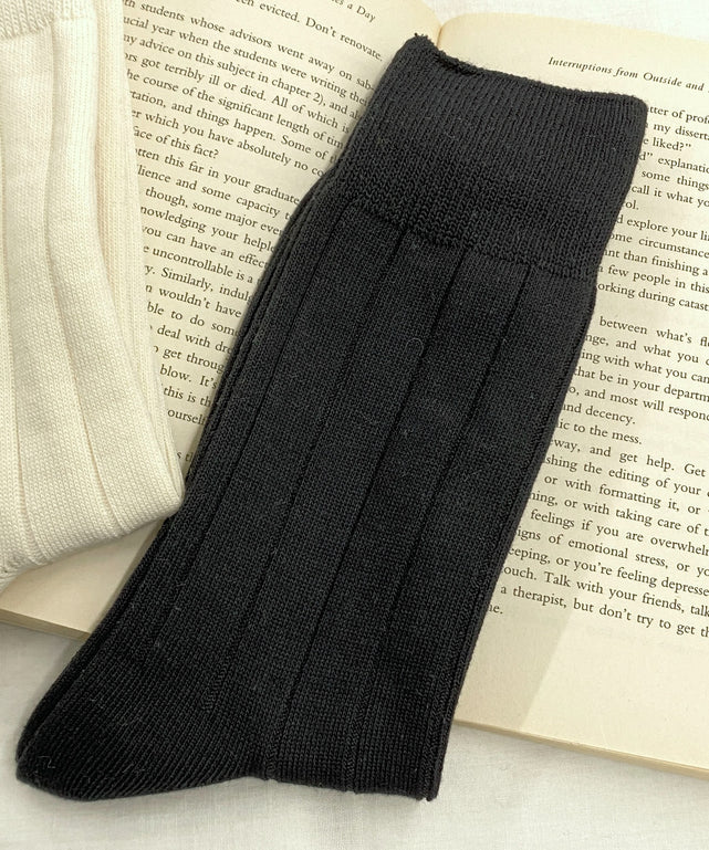 無地リブソックス（R）(25-27cm)/ブラック