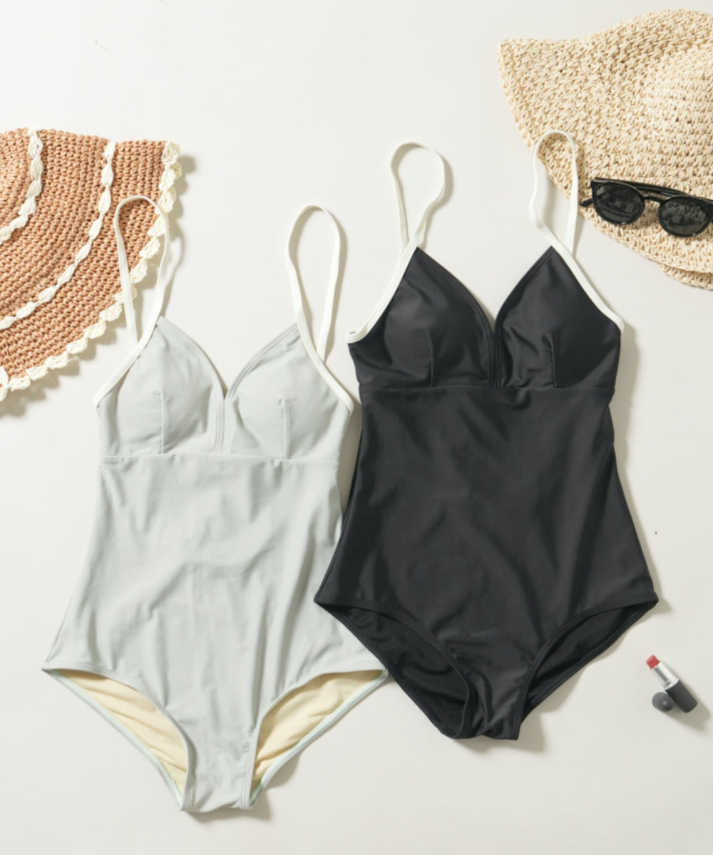 パイピングワンピーススウィムウェア