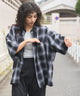 オンブレチェックBIGシャツ/ブラック系チェックモデル：166cm L着用