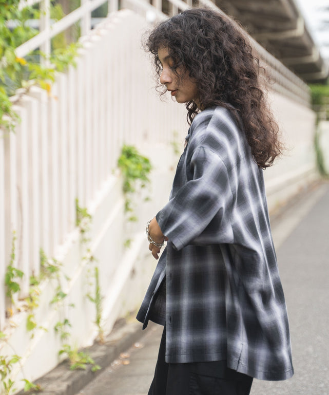 Oversized Check Outer - ブルゾン