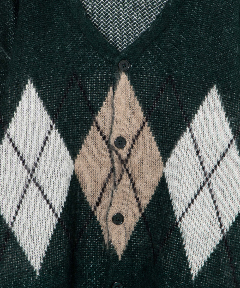 モヘアライク総柄BIGカーディガン