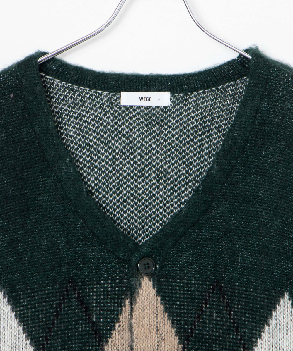 モヘアライク総柄BIGカーディガン