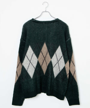 モヘアライク総柄BIGカーディガン