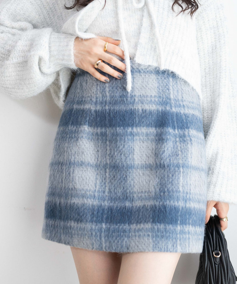 ブルー系チェック1 モデル:163cm F着用