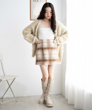 ベージュ系チェック1 モデル:163cm F着用