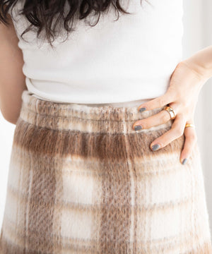 ベージュ系チェック1 モデル:163cm F着用