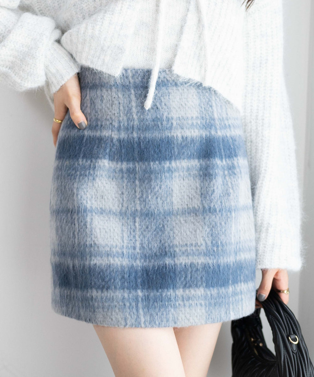 ブルー系チェック1 モデル:163cm F着用