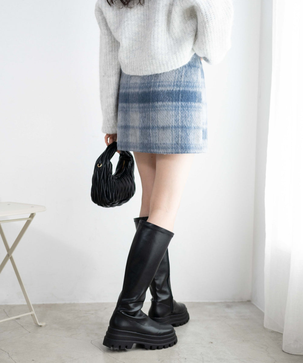 ブルー系チェック1 モデル:163cm F着用