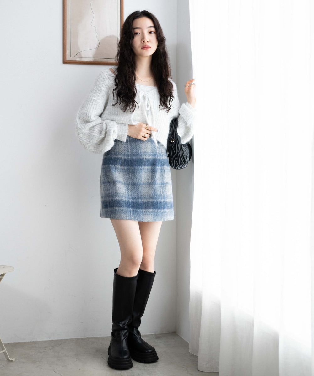 ブルー系チェック1 モデル:163cm F着用