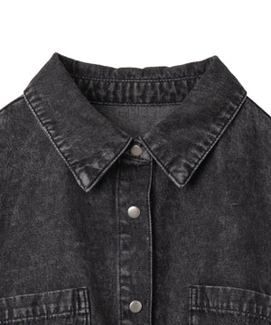 ヴィンテージウォッシュデニムショートシャツ