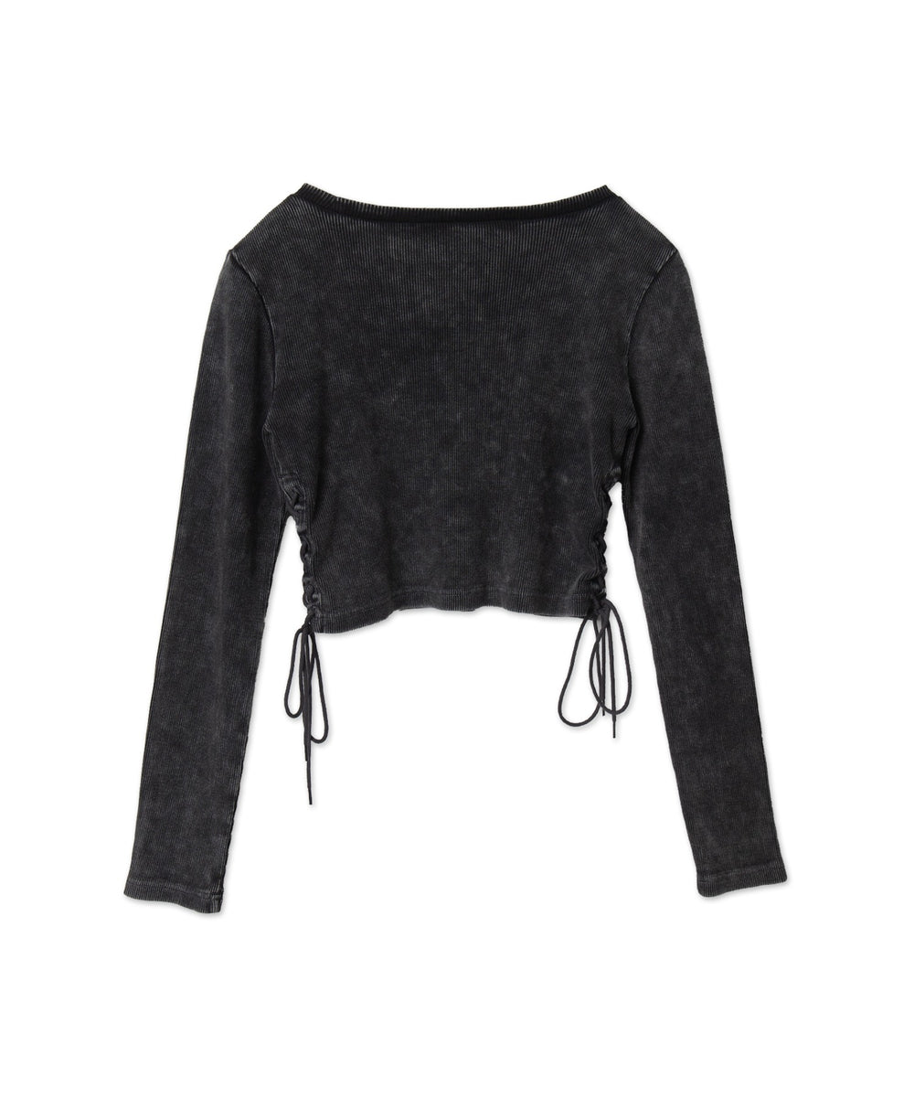 ヴィンテージウォッシュレースアップロンT