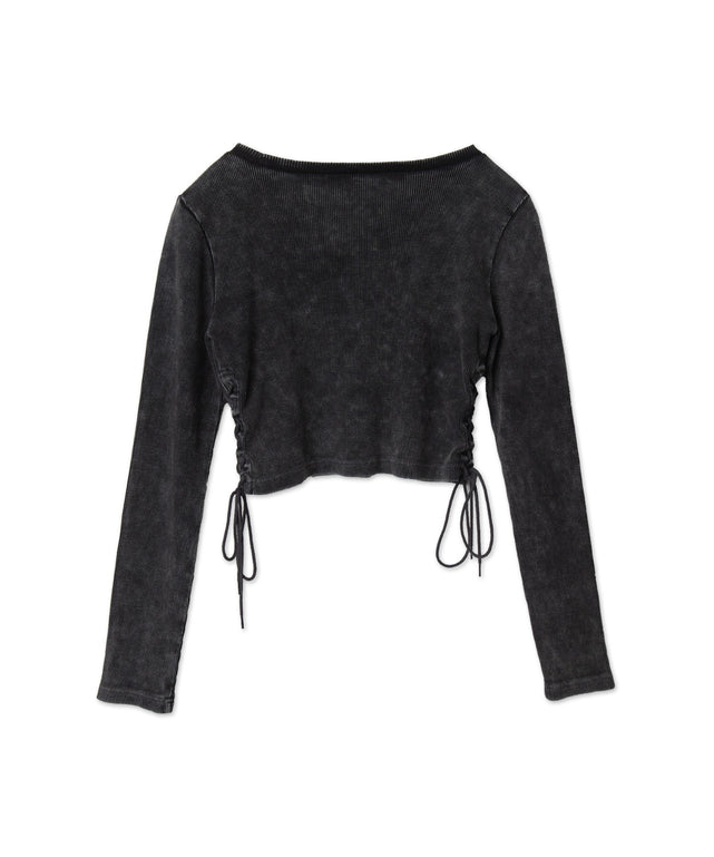 ヴィンテージウォッシュレースアップロンT